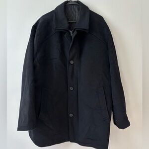 Vintage Men Grunge Black Classic Preppy‎ Wool Overcoat - Size 3X or 4X